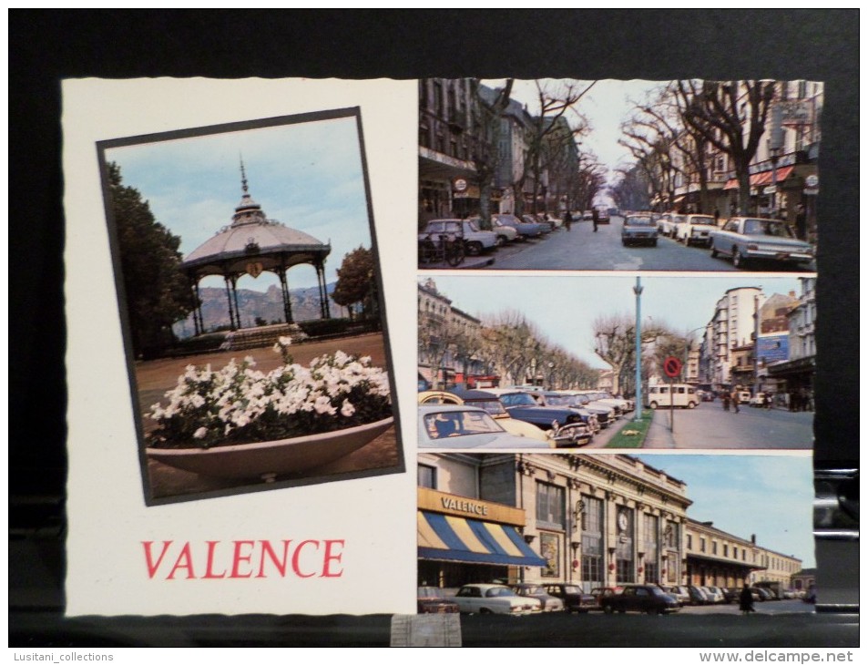 VALENCE SUR RHONE DRÔME Classic Cars Automobiles Voitures FRANCE 1960years Postcard - Valence