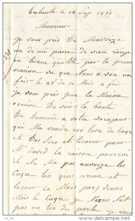 Breteuil Sur Iton - 26 - Eure - 14 Sept 1851 - Taxe Double Trait 25 - 1849-1876: Période Classique