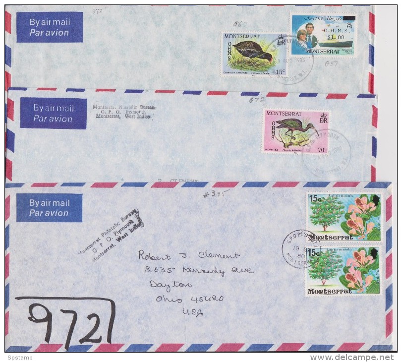 Montserrat 1980 - 1987 4 Official Covers To USA - Montserrat