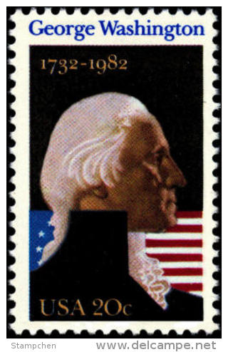 1982 USA George Washington Stamp Sc#1952 Famous Flag - George Washington
