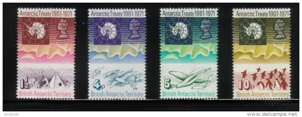 BRITISH ANTARCTIC TERRITORY 1971 10TH ANNIV ANTARCTIC TREATY SET OF 4 NHM - Unused Stamps