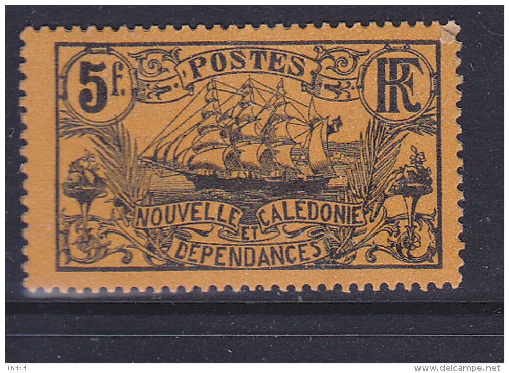 NOUVELLE CALEDONIE N° 104 5F NOIR S ORANGE VOILIER NEUF SANS GOMME - Neufs