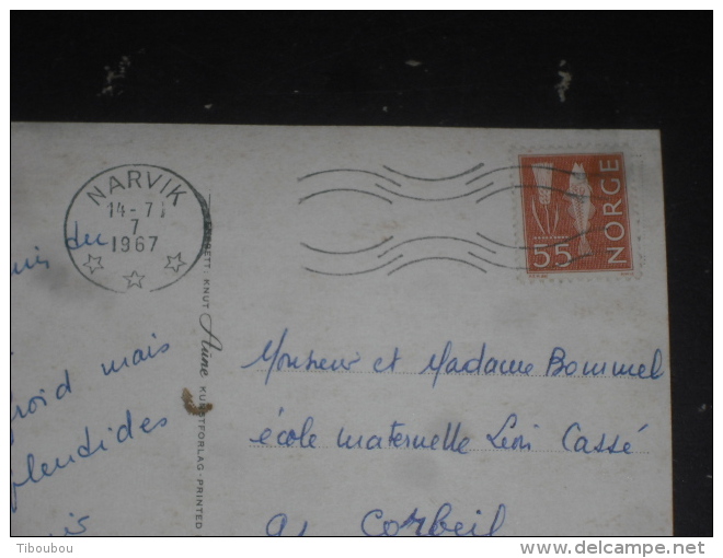 LETTRE NORVEGE NORGE NOREG NORWAY AVEC YT 444 - EPI SEIGLE MORUE POISSON - FLAMME NARVIK - - Storia Postale