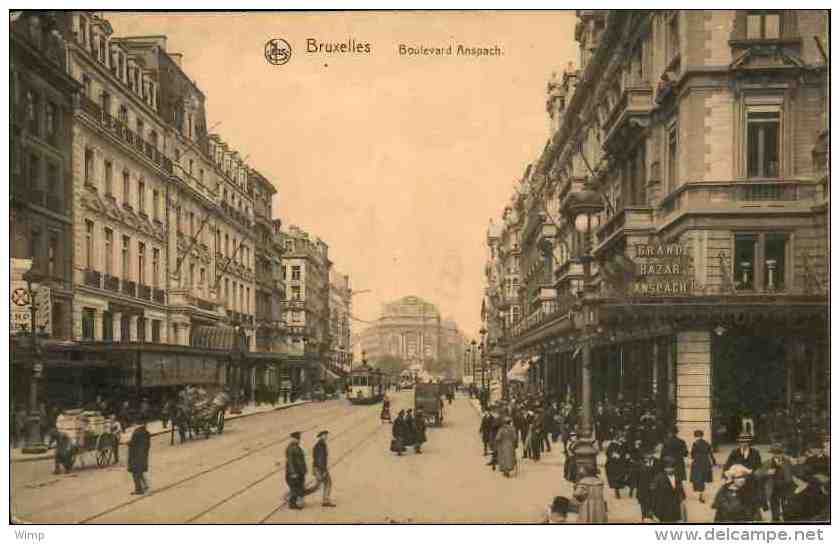 Bruxelles - Bd Anspach / TRAMS - Charettes - Belle Animation - Andere & Zonder Classificatie