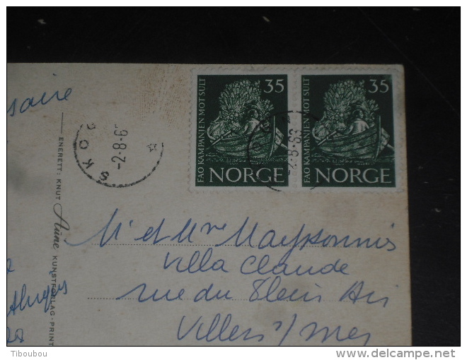 LETTRE NORVEGE NORGE NOREG NORWAY AVEC YT 453 - CAMPAGNE CONTRE LA FAIM  BATEAU BARQUE - TRONDHEIM - - Lettres & Documents