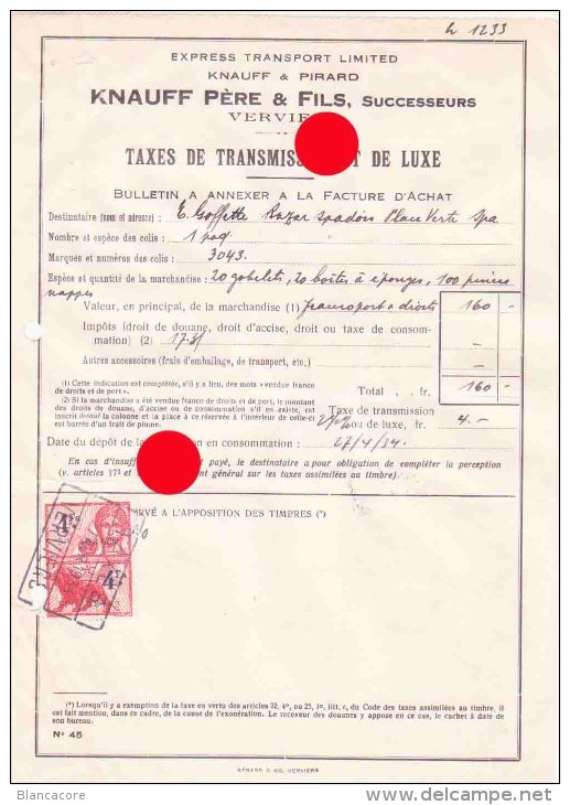 VERVIERS 1934 KNAUFF Père & Fils - Trasporti