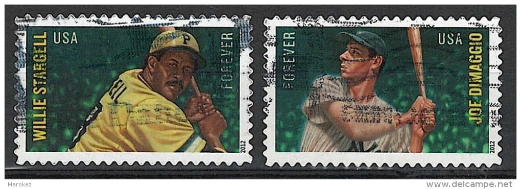 UNITED STATES 2012 Sport - Baseball Players 2 Postally Used Stamps MICHEL # 4863BA,4864BA - Used Stamps