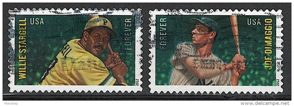 UNITED STATES 2012 Sport - Baseball Players 2 Postally Used Stamps MICHEL # 4863BA,4864BA - Gebraucht