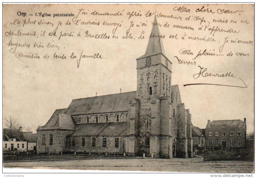 BRABANT   2 CP Orp Le Grand Le Château 1907   Eglise   1906 - Orp-Jauche