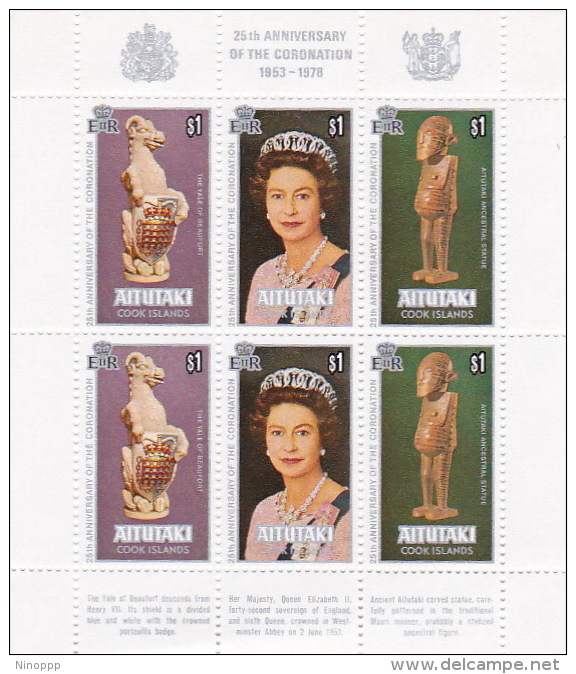 Aitutaki 1978 25th Anniversary Coronation Souvenir Sheet MNH - Aitutaki