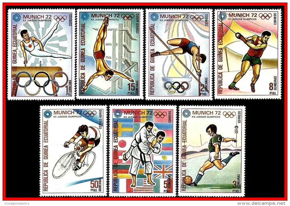 GUINEA EC. 1972 SUMMER OLYMPICS In MUNICH MNH ** CYCLING, WRESTLING, JUDO, GYMNASTICS, FOOTBALL (3ALL) - Summer 1972: Munich