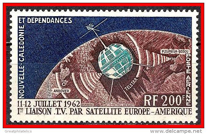 NEW CALEDONIA 1962 TELSTAR ISSUE SC# C33 VF Used / CANCELLED  SPACE, MAPS - Collections