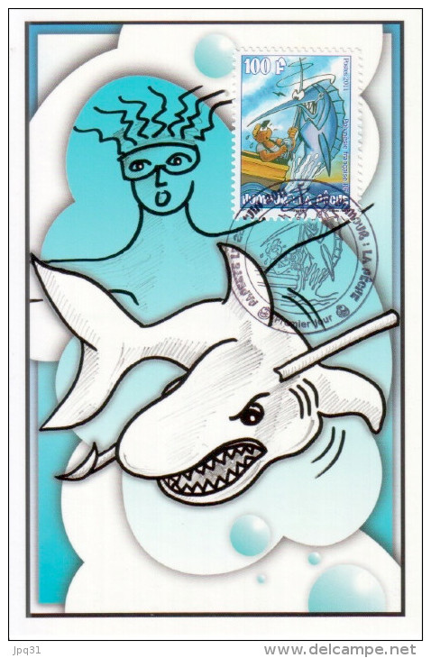 2 Cartes PJ - Humour : La Pêche - Papeete 22/06/2011 - Maximum Cards