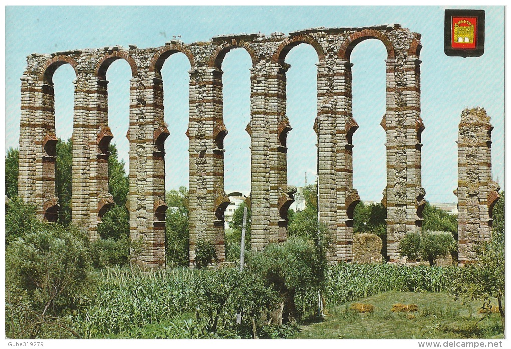 SPAIN - POSTCARD . EXTREMADURA - MERIDA (BADAJOZ)-SECTOR AQUEDUCTO DE LOS MILAGROS  - NUEVA - REPOS3991 COMERCIAL ESCUDO - Mérida