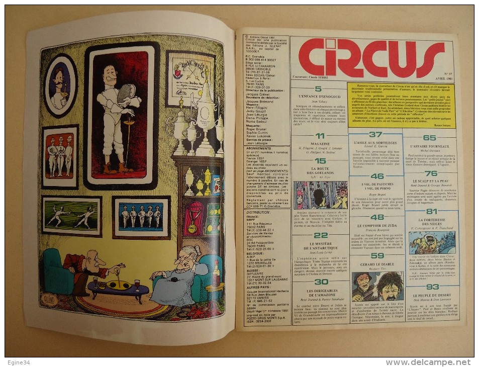 Revue Mensuelle - CIRCUS - No 37 Avril 1981 - Couverture Michel Serre - Publicité Gauloises, Pall Mall, Royale - Circus