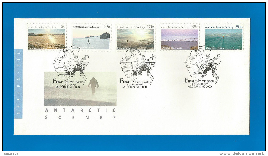 AAT  1987  Mi.Nr. 74 / 78 , Antarctic Scenes - FDC  11 March 1987 - FDC