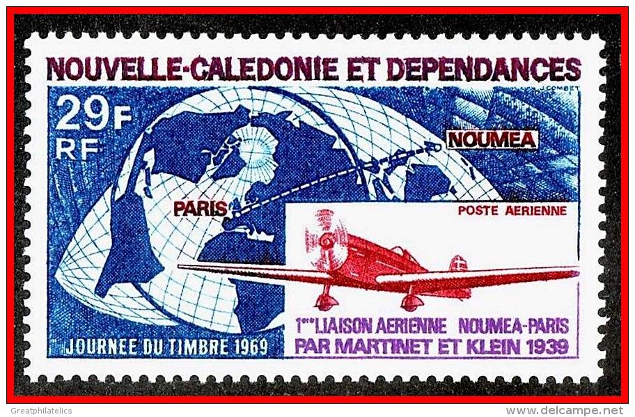 NEW CALEDONIA 1969 FIRST FLIGHT SC#C62 MNH PLANES, MAPS - Neufs