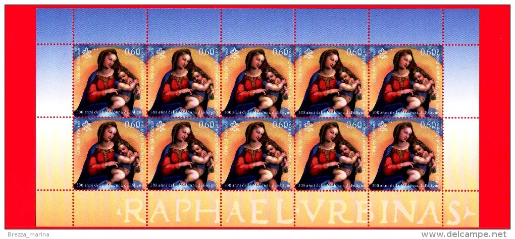 Nuovo - VATICANO - 2012 - 500 Anni Della Madonna Di Foligno  - 0,60 X 10 € • Foglio Intero - Unused Stamps