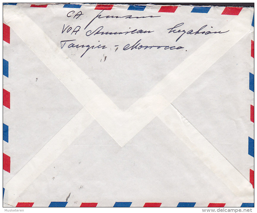 Spanish Tanger Airmail Par Avion TANGER 1953 Cover Letra Mixed TANGER / SPAIN Franking 1952 Christmas Seal ?? (3 Scans) - Spanish Morocco