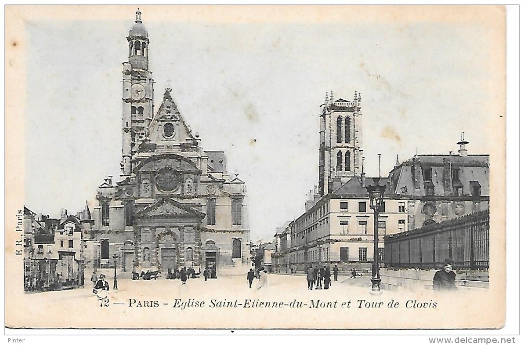 PARIS Ve - Eglise St Etienne Du Mont Et Tour De Clovis - Carte Pailletée - Arrondissement: 05