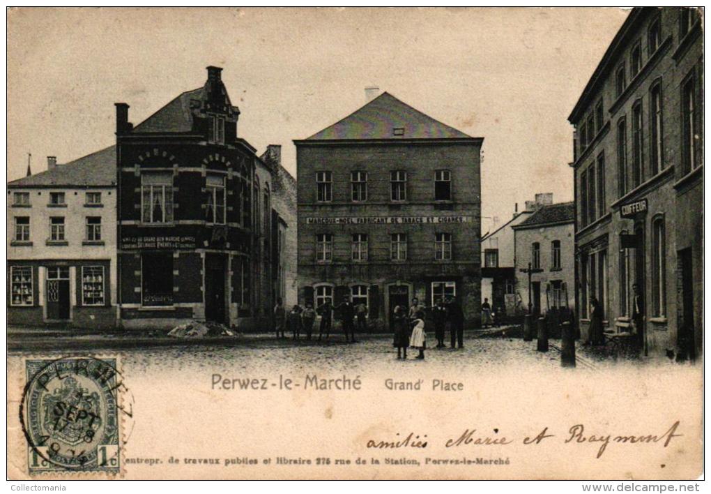 BRABANT  1 PC Perwez Le Marché  Grand Place 1904  Marcoux Noel Fabricant De Tabacs Et Cigares  Delhaize - Perwez