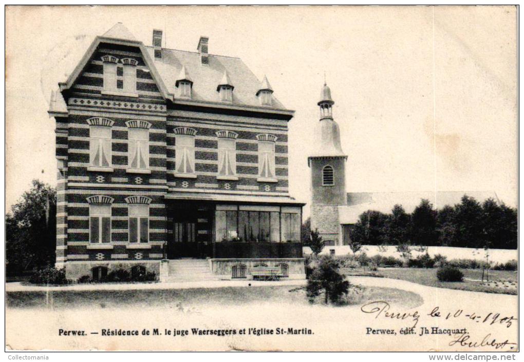 BRABANT 2 CP Perwez   Résidence De M Le Juge Waerseggersd  Egise St Martin   1905  Bonjour - Perwez