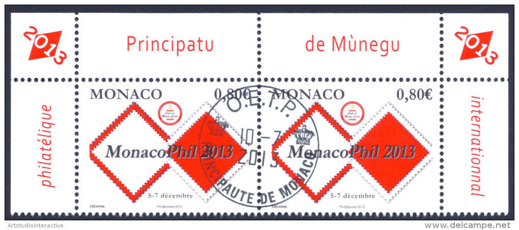 2013 MONACO "MONACOPHIL 2013" COPPIA DI SINGOLI ANNULLO PRIMO GIORNO - Used Stamps