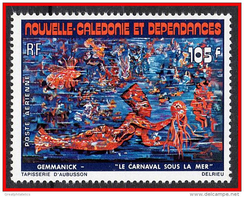 NEW CALEDONIA  1977 Local PAINTINGS/TAPESTRY SC#C144 MNH CV$6.00 FISH, MARINE LIFE - Nuevos