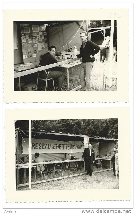 LOT 2 PHOTOS: Stand Radio Amateur, Reseau Des Emetteurs Français, Matériel, Panneau De Cartes QSL - Autres & Non Classés