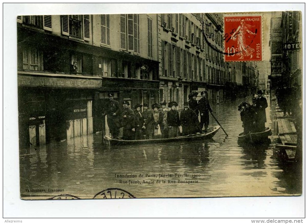 CPA 75  :   PARIS    Inondations Rue Jacob   VOIR  DESCRIPTIF  §§§§ - Inondations De 1910
