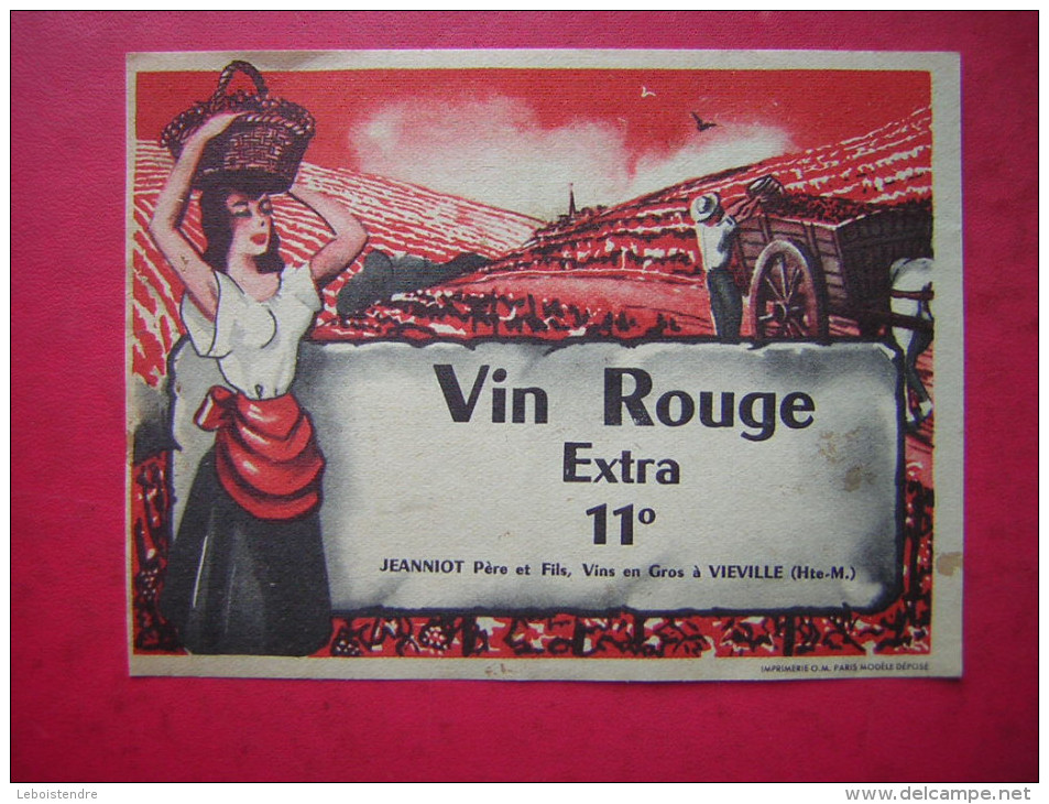 ETIQUETTE  VIN ROUGE EXTRA 11 °  JEANNIOT PERE ET FILS VINS EN GROS A VIEVILLE  HAUTE MARNE - Rouges