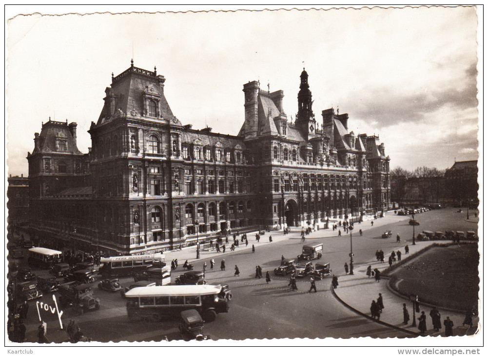 Paris: OLDTIMER VOITURES; PEUGEOT 402 LIMOUSINE, CAMIONS & AUTOBUS Etc. -L'Hotel De Ville (1939) - France - Passenger Cars