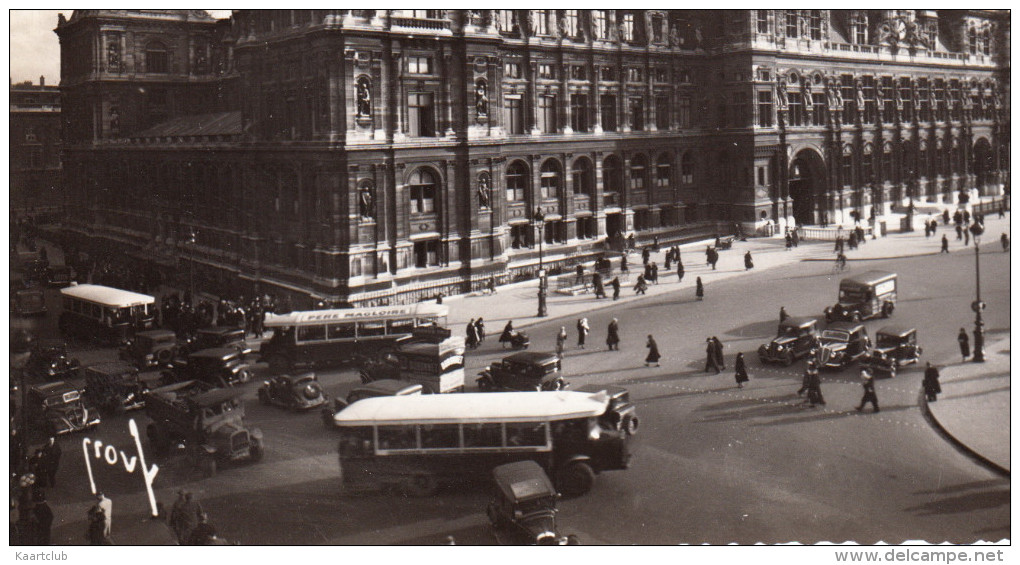 Paris: OLDTIMER VOITURES; PEUGEOT 402 LIMOUSINE, CAMIONS & AUTOBUS Etc. -L'Hotel De Ville (1939) - France - Passenger Cars