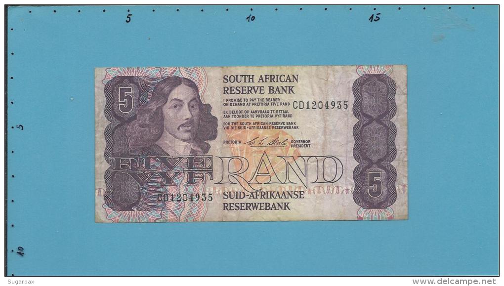 South Africa - 5 RAND - ( 1990 - 94 ) - Pick 119.e - Sign. 7 - Watermark: Jan Van Riebeek - 2 Scans - Sudafrica