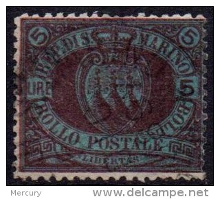 SAINT-MARIN - 5 L. De 1892-94 Oblitéré TTB - Oblitérés