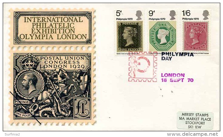 1970 PHILYMPIA - ILLUSTRATED FDC -  PHILYMPIA DAY P/M - 1952-1971 Pre-Decimal Issues