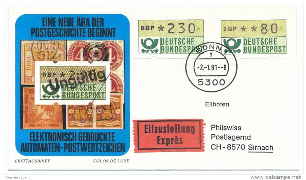 Allemagne - 7 FDC - Etiquettes De Distributeurs, Année 1981 - Avec Exprès Et Recommandés - Timbres De Distributeurs [ATM]