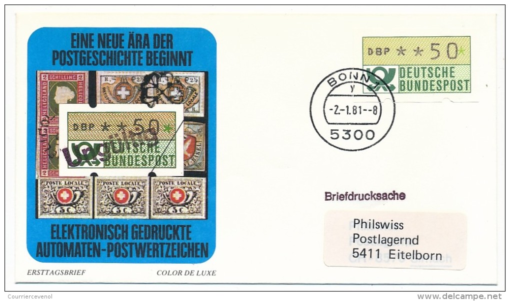Allemagne - 7 FDC - Etiquettes de distributeurs, année 1981 - Avec exprès et recommandés