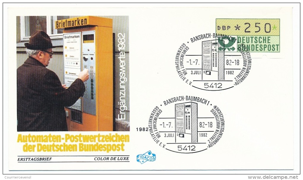 Allemagne - 7 FDC - Etiquettes de distributeurs, année 1982