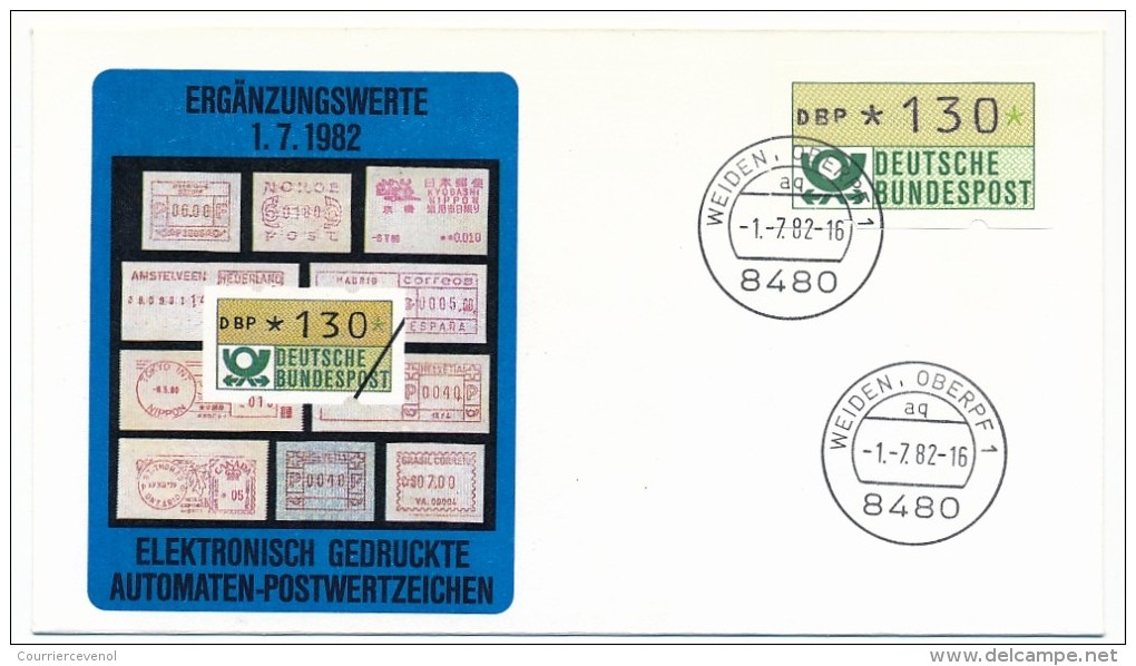 Allemagne - 7 FDC - Etiquettes de distributeurs, année 1982