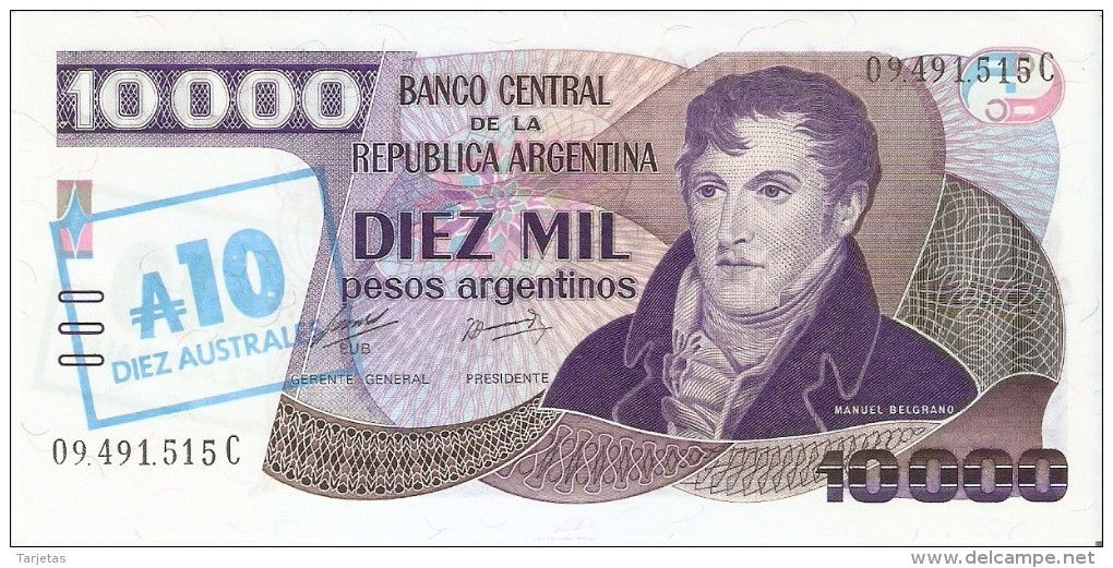 BILLETE DE ARGENTINA DE 10000 PESOS ARGENTINOS  (BANKNOTE)  SIN CIRCULAR-UNCIRCULATED - Argentina