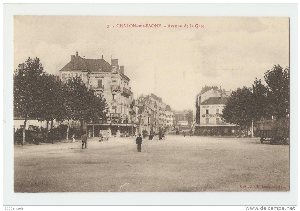 71 Dép.- 2.- Chalon-sur-Saone.- Avenue De La Gare.  Chalon.- E. Lemoine, Edit.  Carte Postale N - Chalon Sur Saone