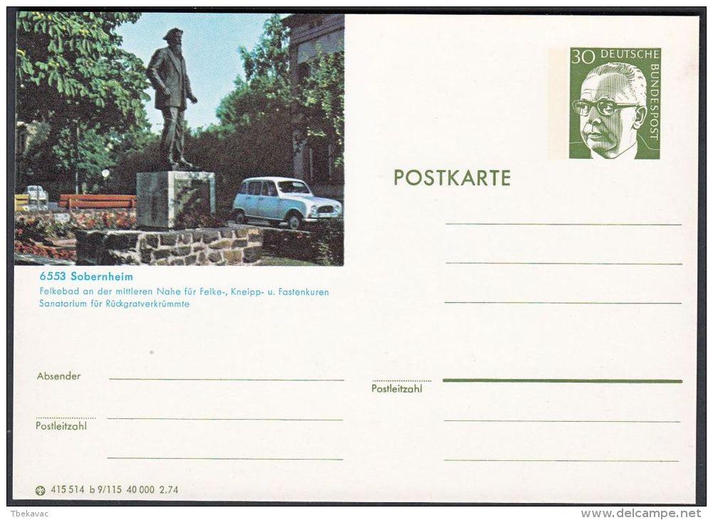 Germany 1974, Illustrated Postal Stationery "Sobernheim", Ref.bbzg - Geïllustreerde Postkaarten - Ongebruikt