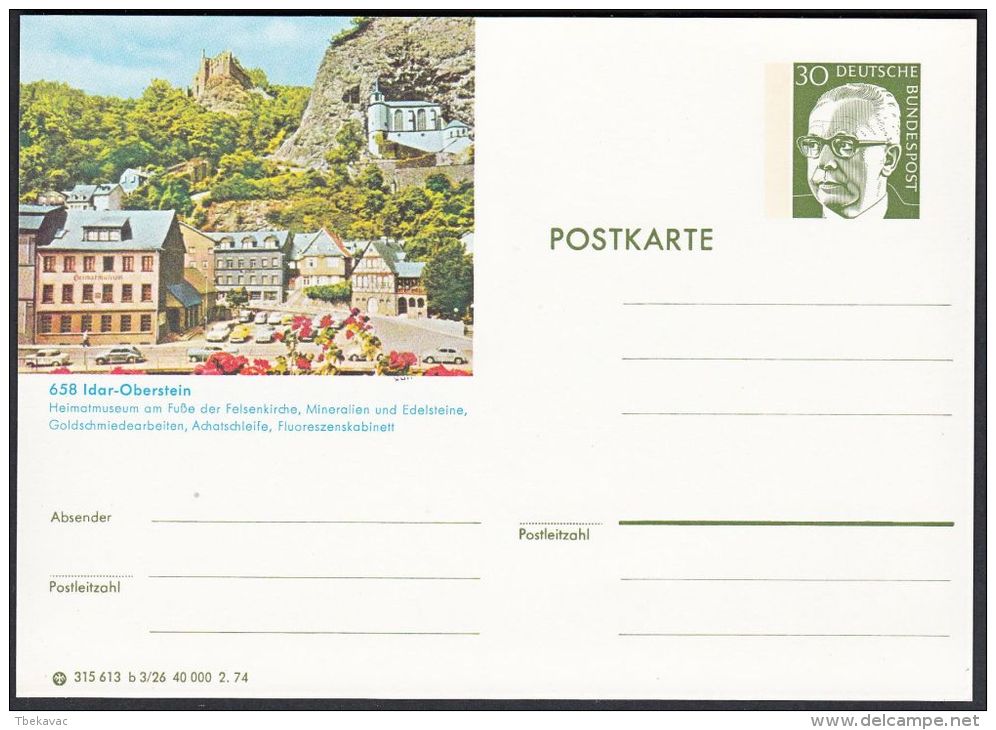 Germany 1974, Illustrated Postal Stationery "Idar Oberstein", Ref.bbzg - Illustrated Postcards - Mint