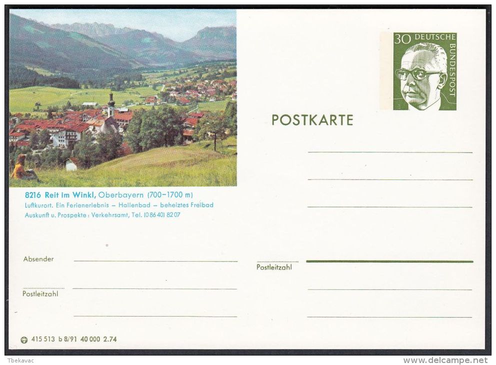 Germany 1974, Illustrated Postal Stationery "Reit Im Winkl", Ref.bbzg - Illustrated Postcards - Mint