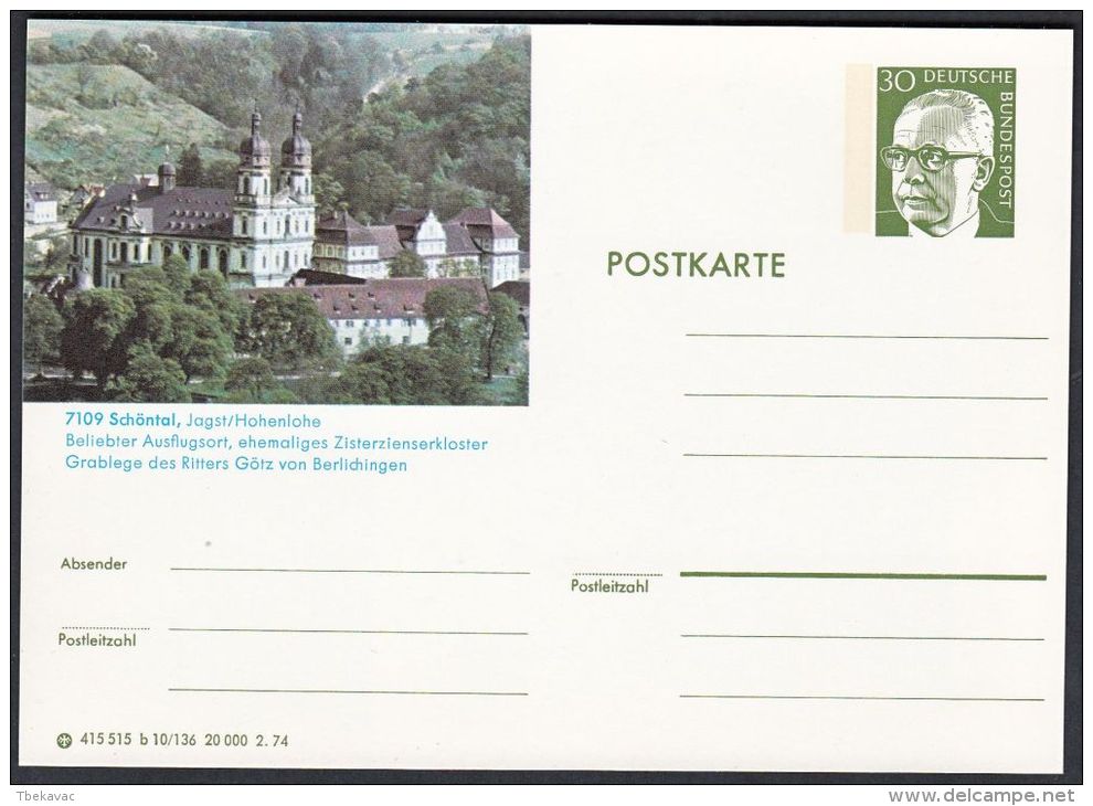 Germany 1974, Illustrated Postal Stationery "Schontal", Ref.bbzg - Geïllustreerde Postkaarten - Ongebruikt