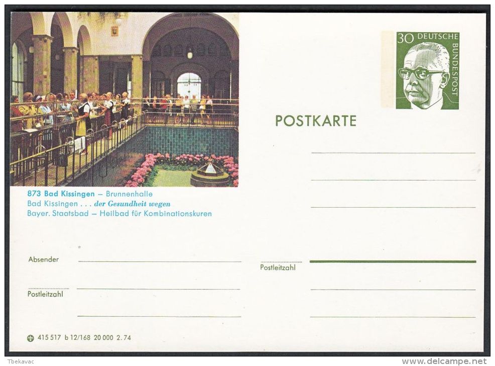 Germany 1974, Illustrated Postal Stationery "Bad Kissingen", Ref.bbzg - Geïllustreerde Postkaarten - Ongebruikt