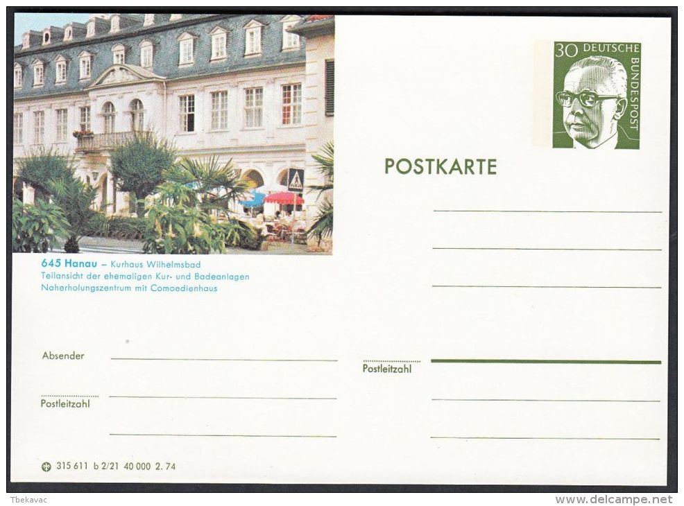 Germany 1974, Illustrated Postal Stationery "Hanau", Ref.bbzg - Illustrated Postcards - Mint