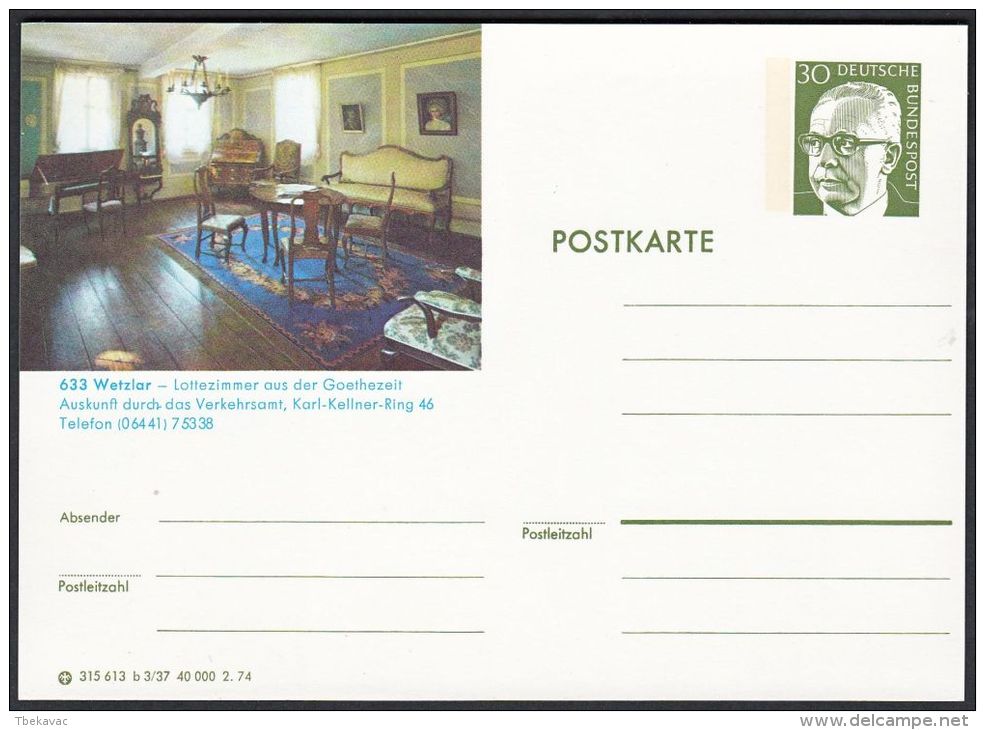 Germany 1974, Illustrated Postal Stationery "Wetzlar", Ref.bbzg - Geïllustreerde Postkaarten - Ongebruikt