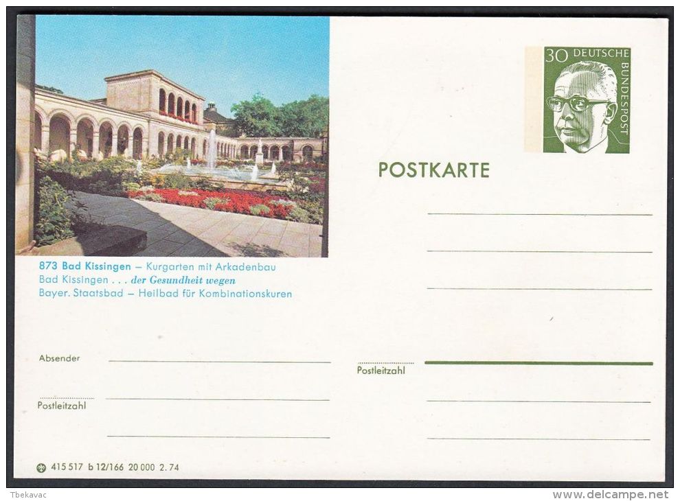 Germany 1974, Illustrated Postal Stationery "Bad Kissingen", Ref.bbzg - Cartes Postales Illustrées - Neuves